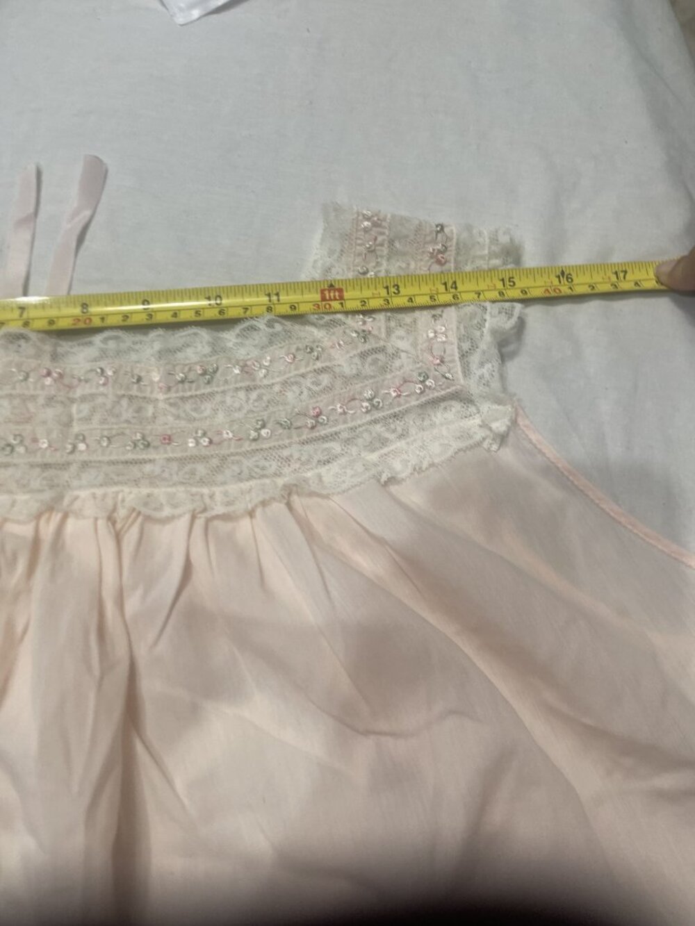 Vintage Unique Barbizon Peignoir Nightgown Robe Set Lace Embroidered Pink SZ M - Picture 10 of 11